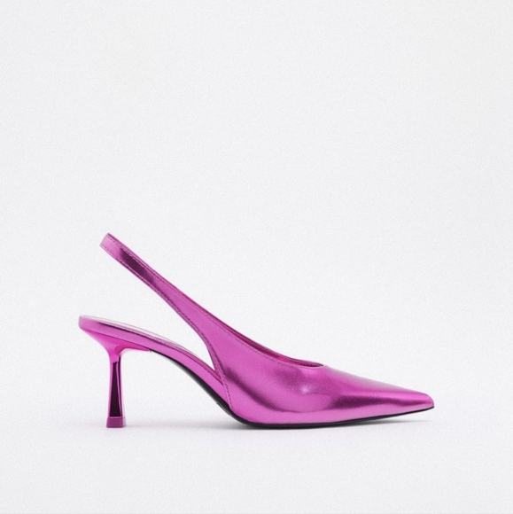 🏵️💚 LACE-UP METALLIC SLINGBACK SHOE - Picture 4 of 10